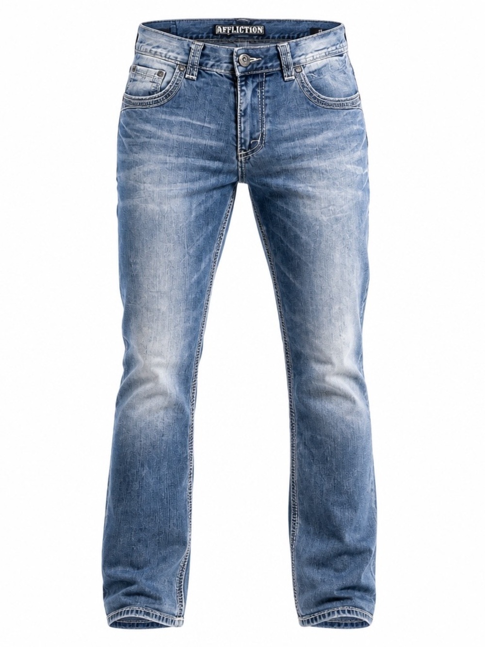 Affliction Cooper Men's Distressed Denim Jeans 34x31 Straight Y2K Biker Grunge